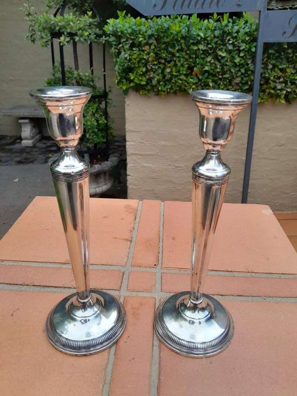 A 20th Century Silver Pair Of Candlesticks / Holders  (773 grams)