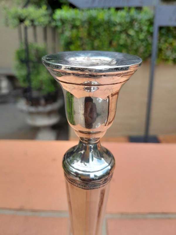 A 20th Century Silver Pair Of Candlesticks / Holders  (773 grams)
