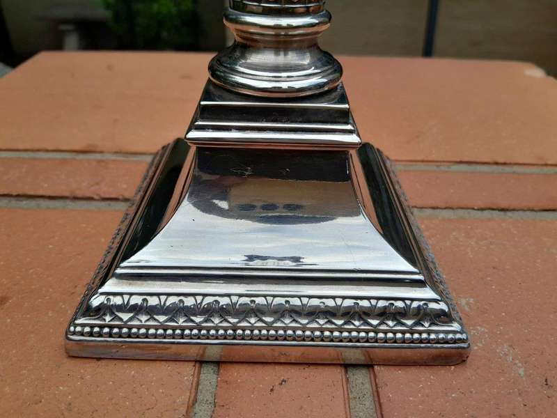 An Antique 19th Century Pair of Corinthian Candlesticks / Holders