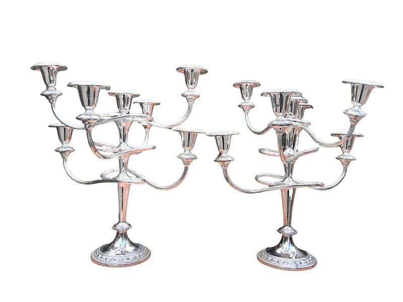 A 20th Century Pair Of Silver Plate Candelabra