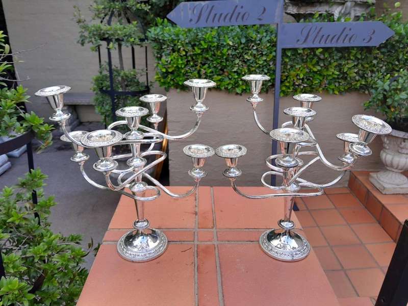A 20th Century Pair Of Silver Plate Candelabra