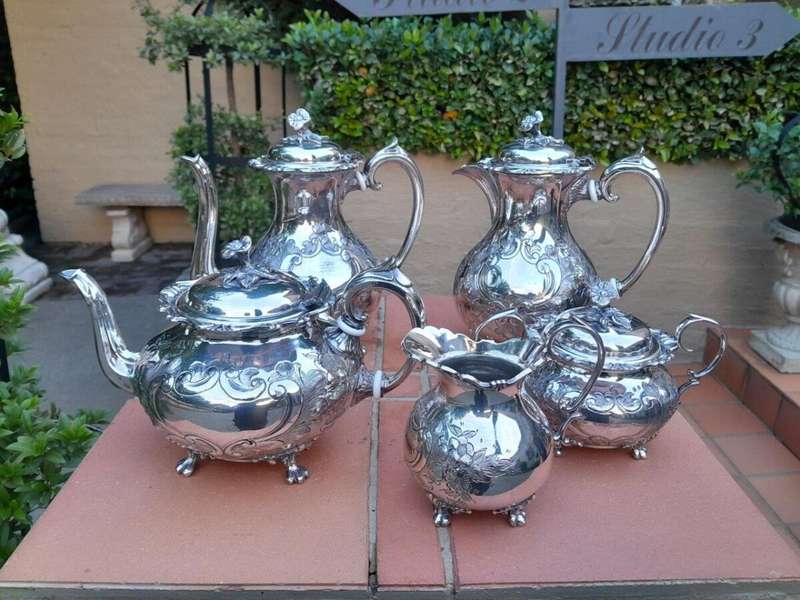 A 5 piece Set John Turton Hand Chased Tea & Coffee Set