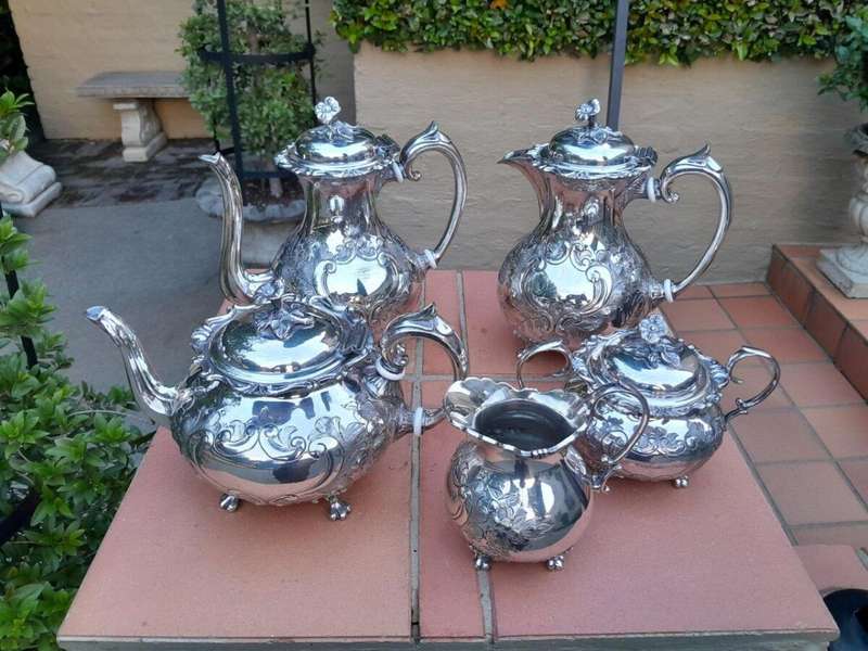 A 5 piece Set John Turton Hand Chased Tea & Coffee Set