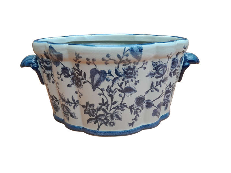 A 20th Century Chinoiserie Blue and White Jardiniere