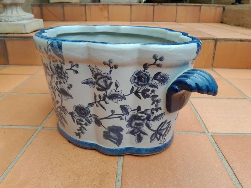 A 20th Century Chinoiserie Blue and White Jardiniere