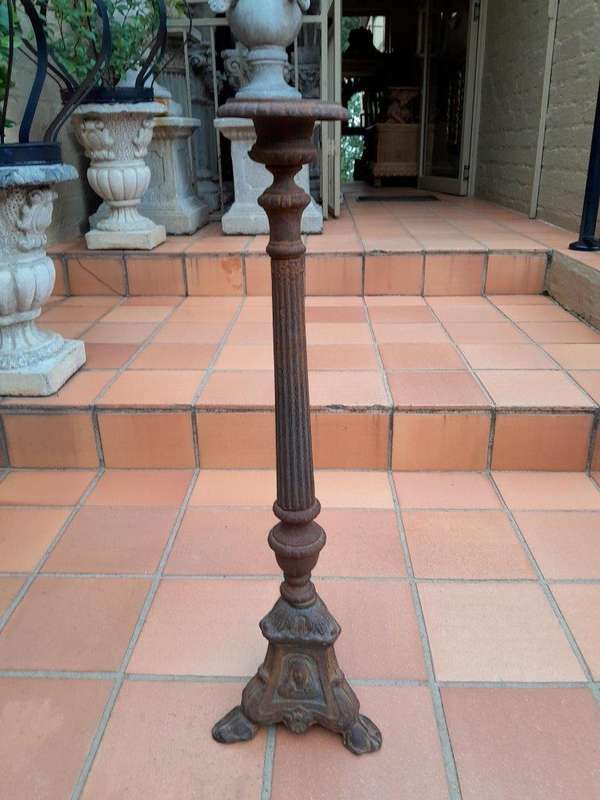 A 20th Century Pair of Cast Iron Candle Holders / Sticks