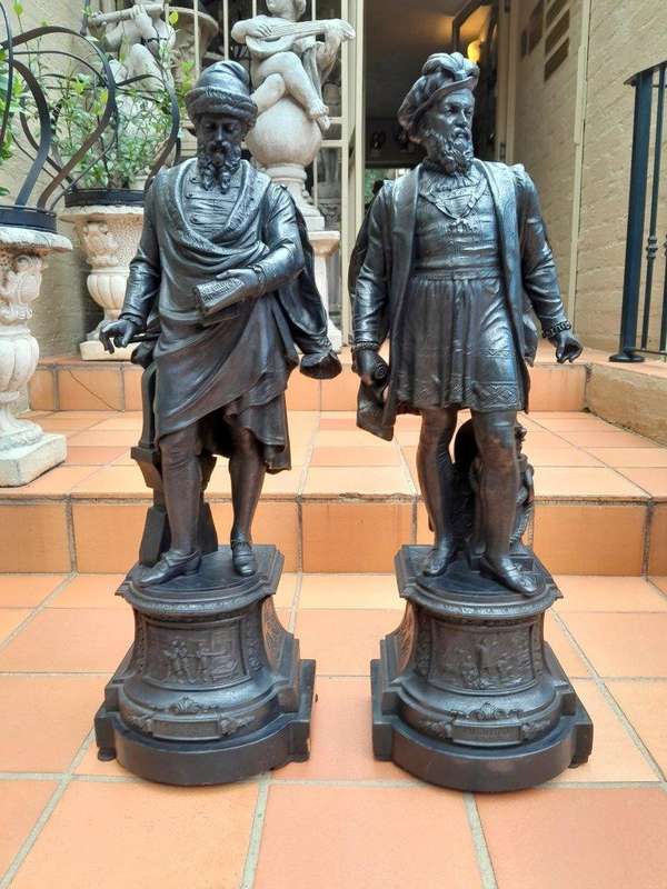 An Early 20th Century Pair of Figurines On Wooden Base