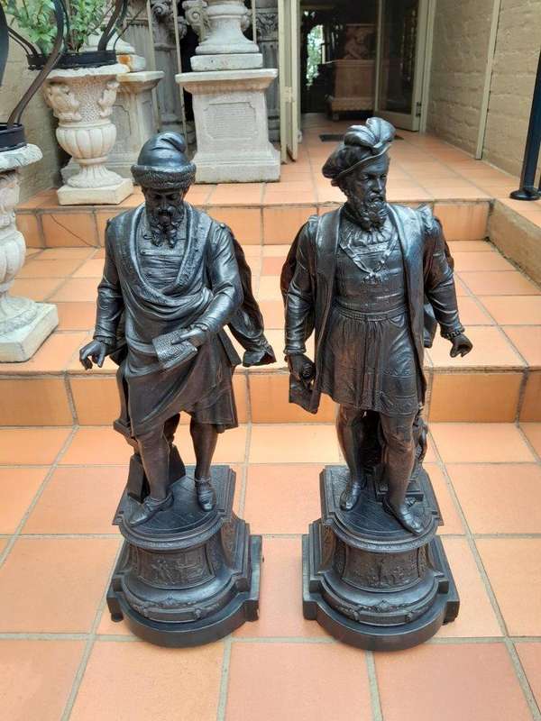 An Early 20th Century Pair of Figurines On Wooden Base