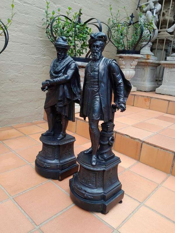 An Early 20th Century Pair of Figurines On Wooden Base