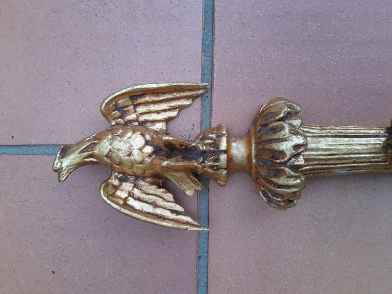 A 20th Century Pair of Gilt Painted Wall Sconces with Eagle