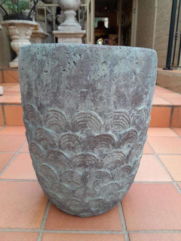 A Pair Of Large Decorative Pots With Aged Pattern