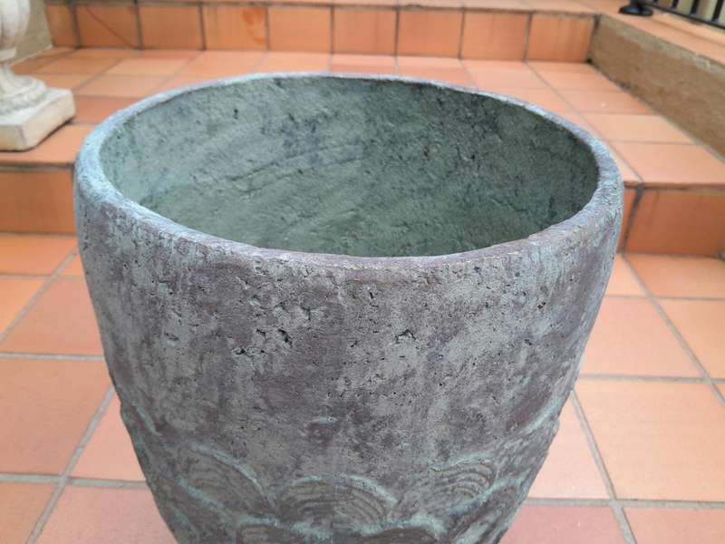 A Pair Of Large Decorative Pots With Aged Pattern
