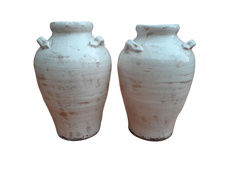 A Pair Of Large Ceramic Two Handled Urns