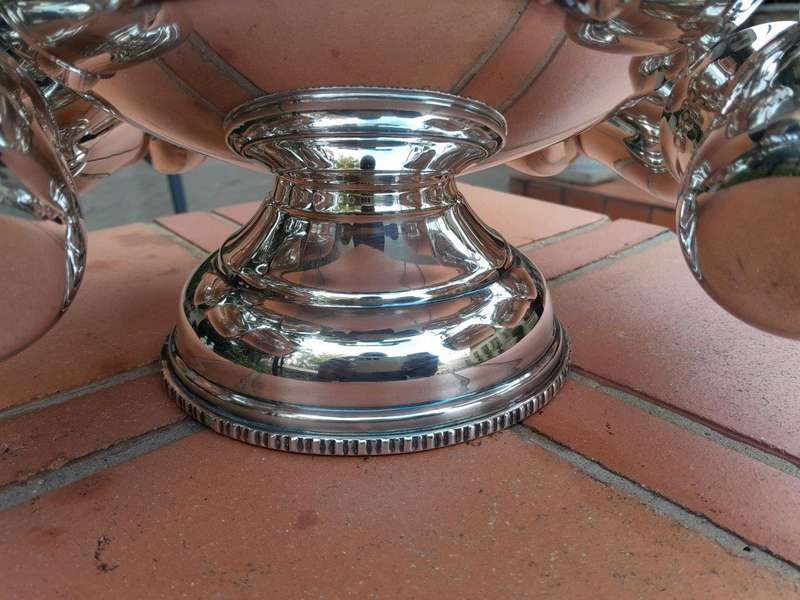 A 20th Century Silver-Plate Punch Bowl With Ladle And Eight Cups