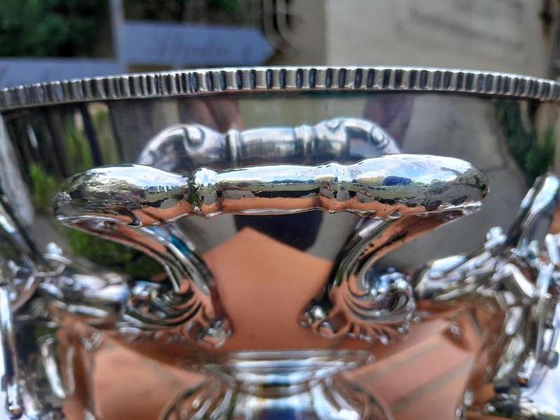 A 20th Century Silver-Plate Punch Bowl With Ladle And Eight Cups