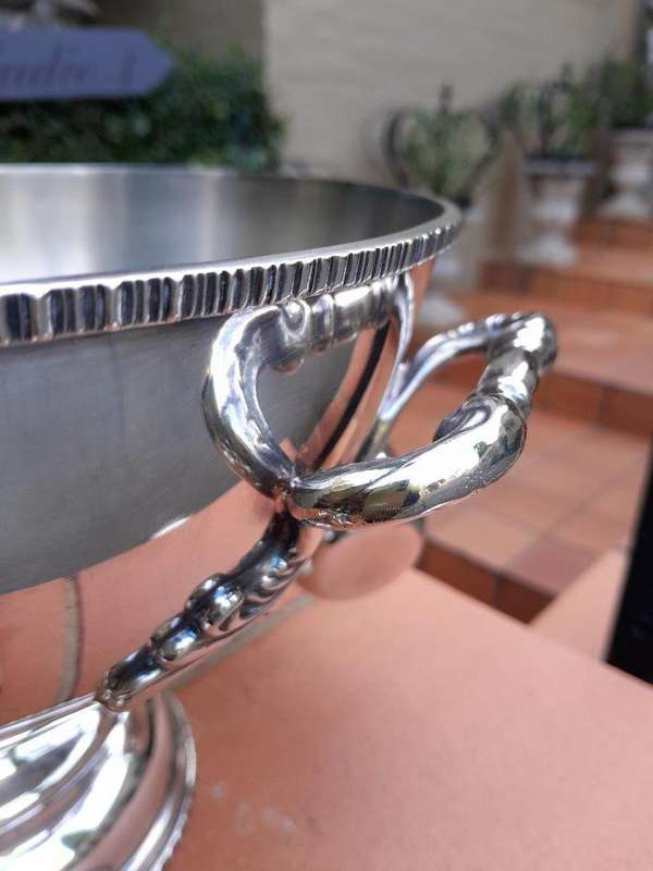 A 20th Century Silver-Plate Punch Bowl With Ladle And Eight Cups
