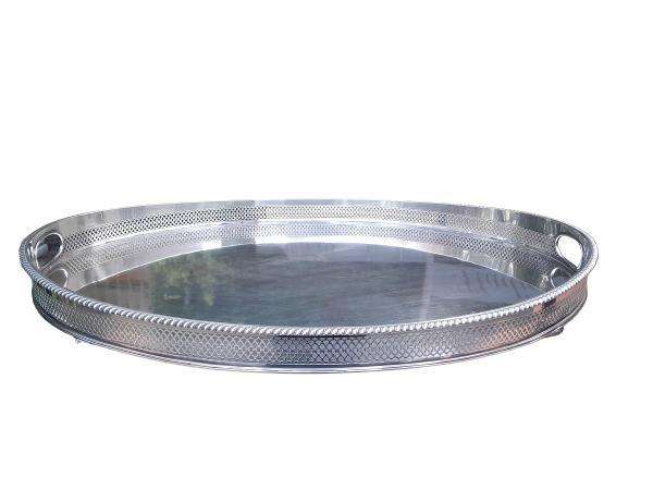 An Early 20th Century Silver-Plate Gallery Tray On Bun Feet