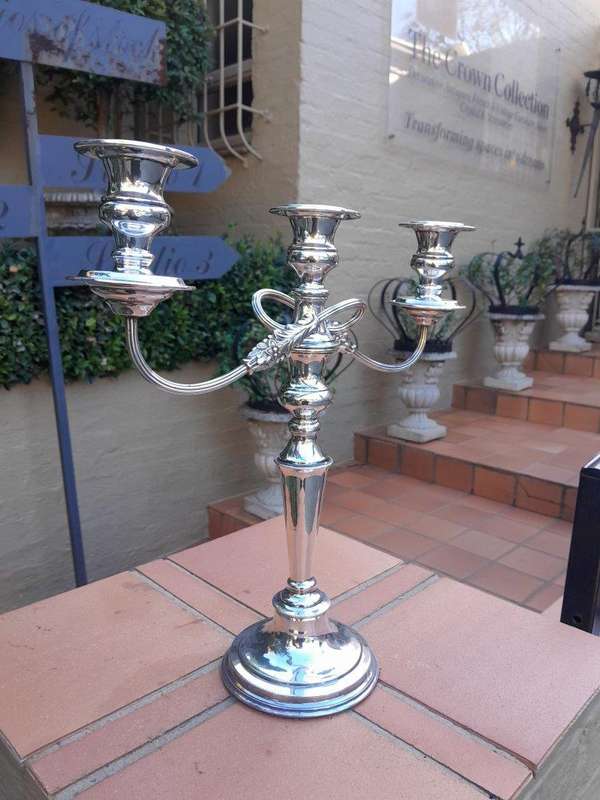 A Silver Plate Candelabra With Sconces Weighted