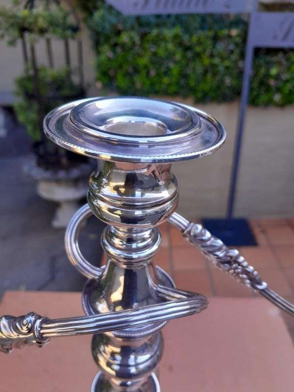 A Silver Plate Candelabra With Sconces Weighted