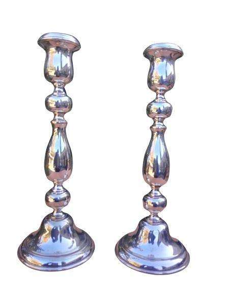 A 20th Century English Pair Of Silver Plate Candle Sticks
