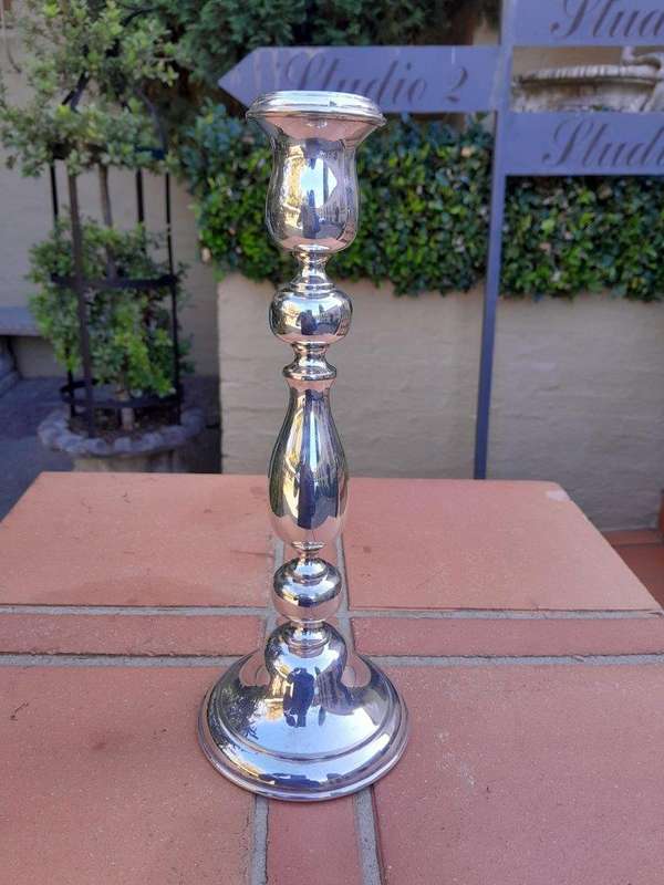 A 20th Century English Pair Of Silver Plate Candle Sticks