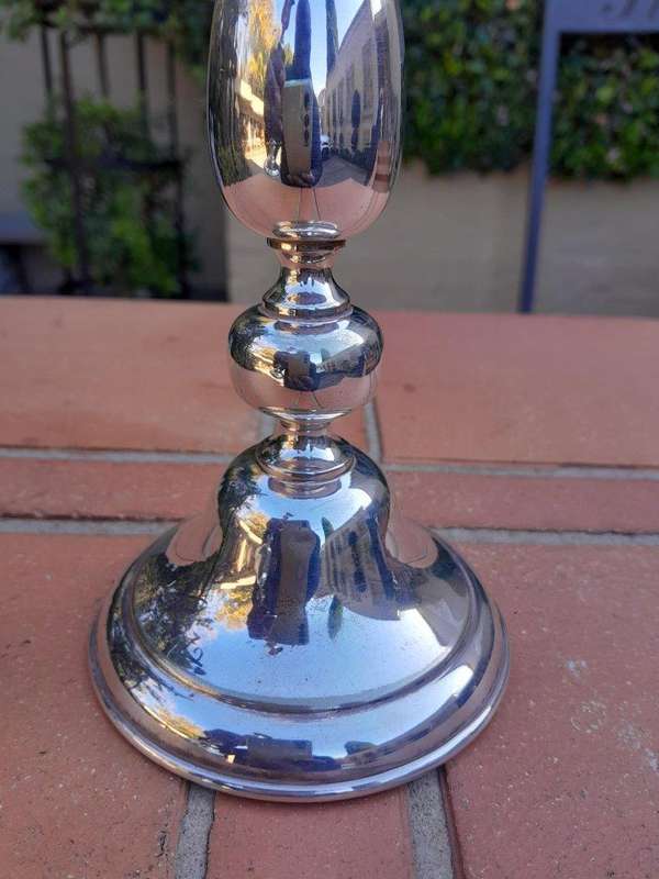A 20th Century English Pair Of Silver Plate Candle Sticks