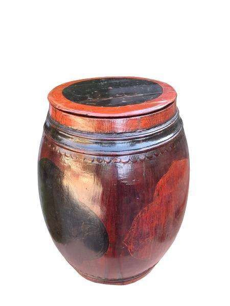 An Antique Chinese /  Qing Dynasty Ebonized Wooden Barrel