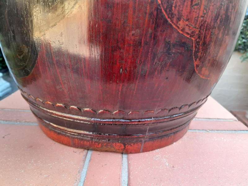An Antique Chinese /  Qing Dynasty Ebonized Wooden Barrel