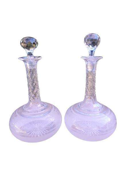 An Antique 19th Century Pair Of Crystal Decanters