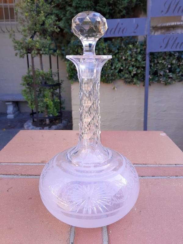 An Antique 19th Century Pair Of Crystal Decanters