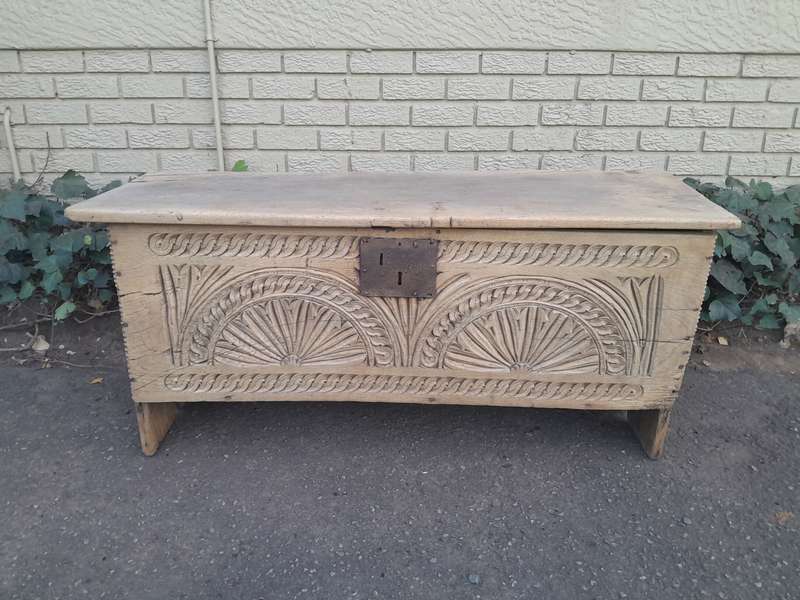 An 18th Century Carved Oak Coffer / Kist in a Contemporary Bleached Finish ND