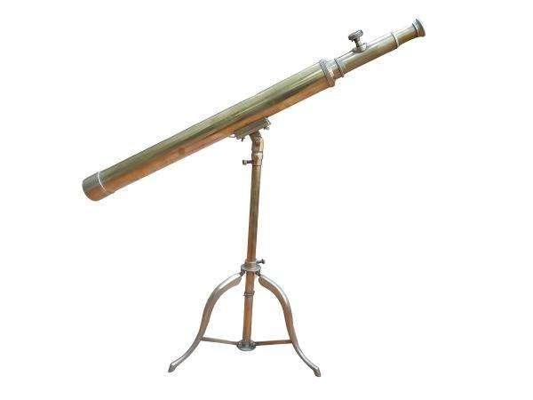 An Antique Brass Table Top Telescope On Tripod Base