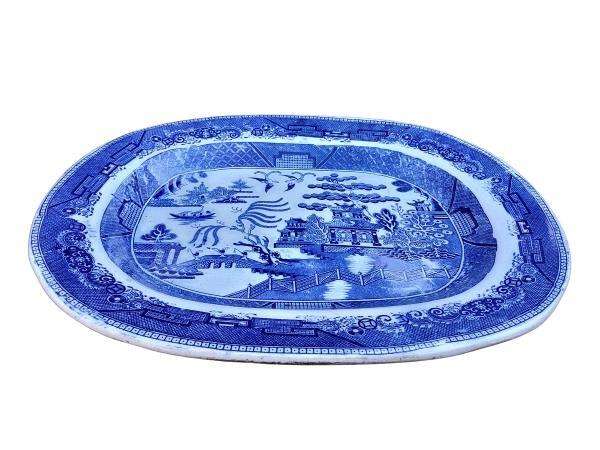 An Antique Early 20th Century English Blue / White Platter