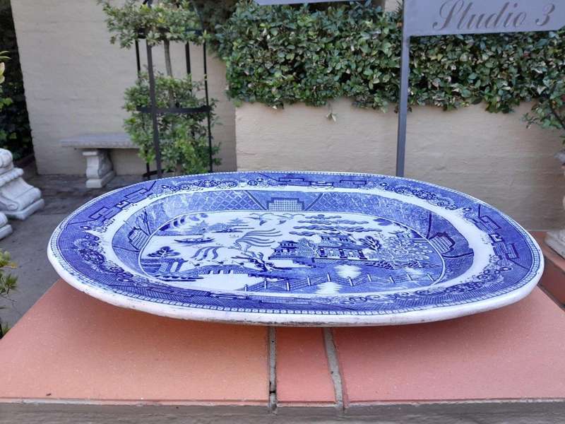 An Antique Early 20th Century English Blue / White Platter
