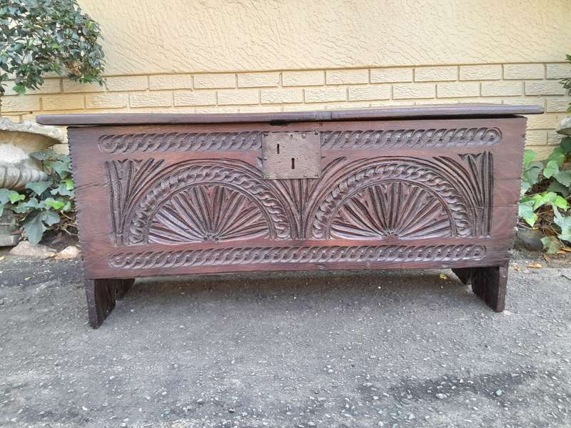 An 18th Century Carved Oak Coffer / Kist ND