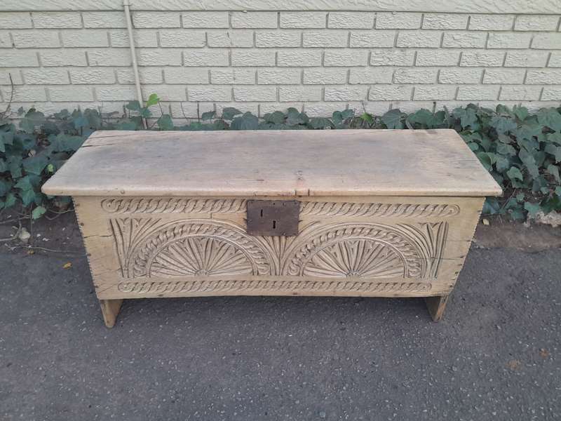 An 18th Century Carved Oak Coffer / Kist in a Contemporary Bleached Finish ND