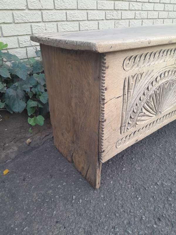 An 18th Century Carved Oak Coffer / Kist in a Contemporary Bleached Finish ND