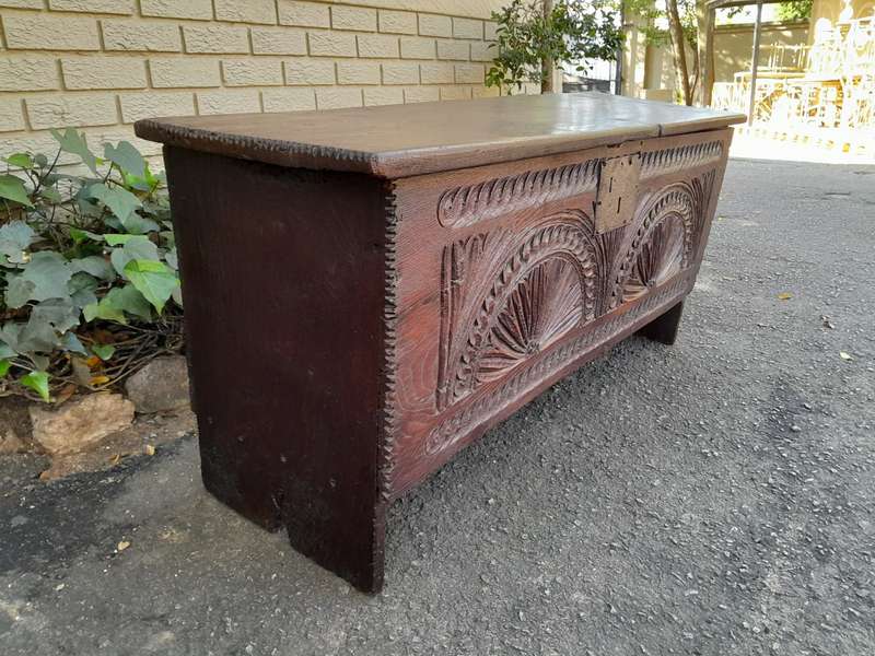 An 18th Century Carved Oak Coffer / Kist ND