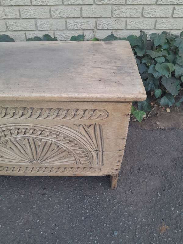 An 18th Century Carved Oak Coffer / Kist in a Contemporary Bleached Finish ND