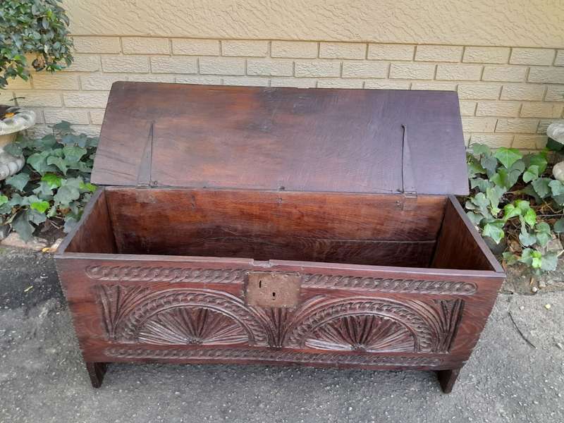 An 18th Century Carved Oak Coffer / Kist ND