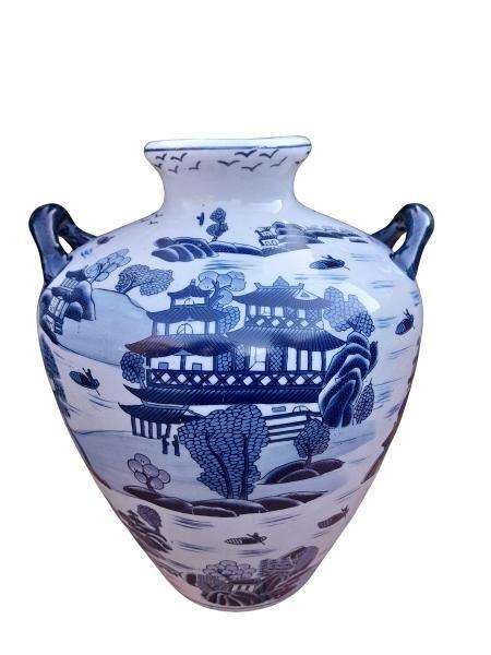 A 20th Century Chinese Blue / White Vase With Handles