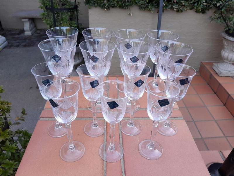 A Set Of Fifteen Bohemia Hand-Cut Crystal Red And White Wine Glasses In Boxes (Comprising Eight ...