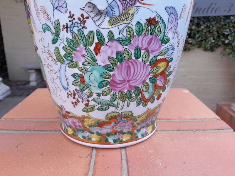A 20th Century Tall Famille Rose Mandarin Vase