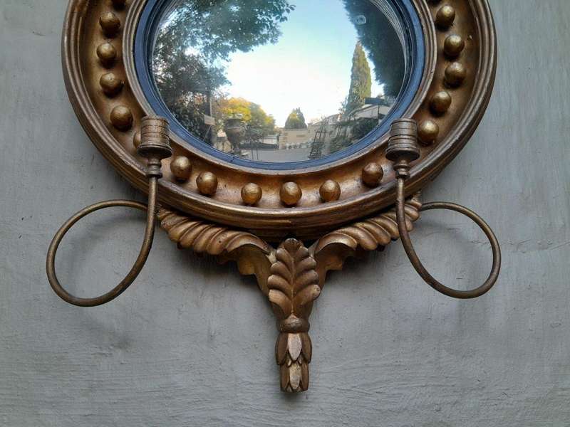 A 19th Century Regency Federal Large Size Gilded Mirror With Candle Holders