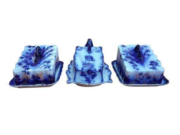A Set Of Three Blue / White Cheese Dishes