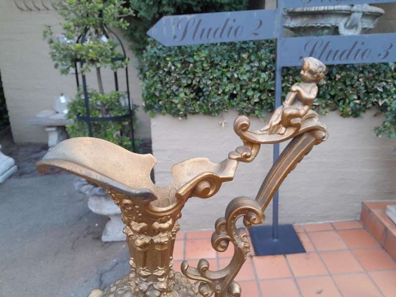An Antique 19th Century Pair Of Revival Style Gilt Metal Ewers Of Large Proportions