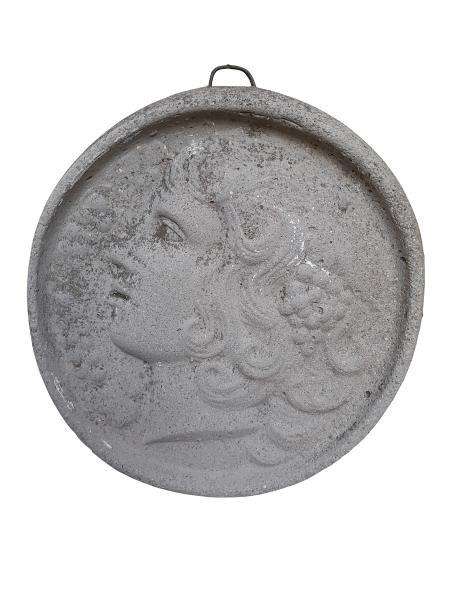A Concrete Relief Round Plaque Sculpture Of Classical Head Figurine