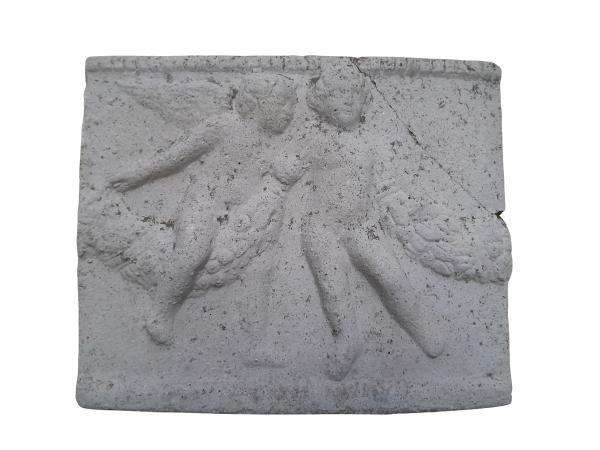 A Concrete Relief Plaque Sculpture With 2 Putti (Cherubs) In A Mythological Scene