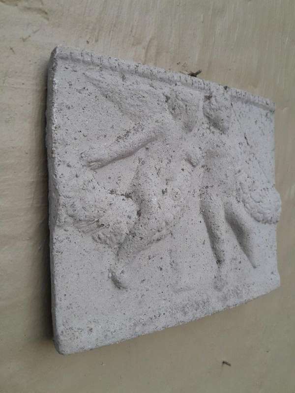 A Concrete Relief Plaque Sculpture With 2 Putti (Cherubs) In A Mythological Scene