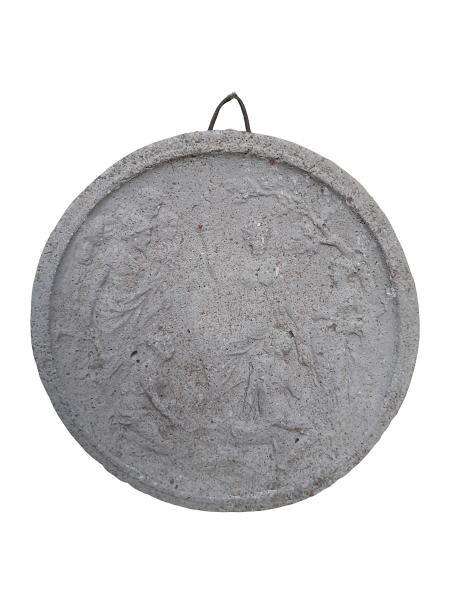 A Concrete Relief Round Plaque Sculpture Of Greek Classical Figures